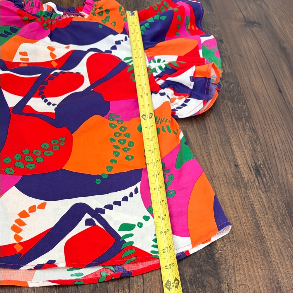 NWOT Ces Femme Boutique Colorful Abstract Blouse Structure Sleeve M - Picture 5 of 10